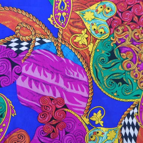 SiLK Satin Vintage 80s Vibrant Color Shawl Wrap Blouse Dana Buchman 12 Large - Picture 4 of 9